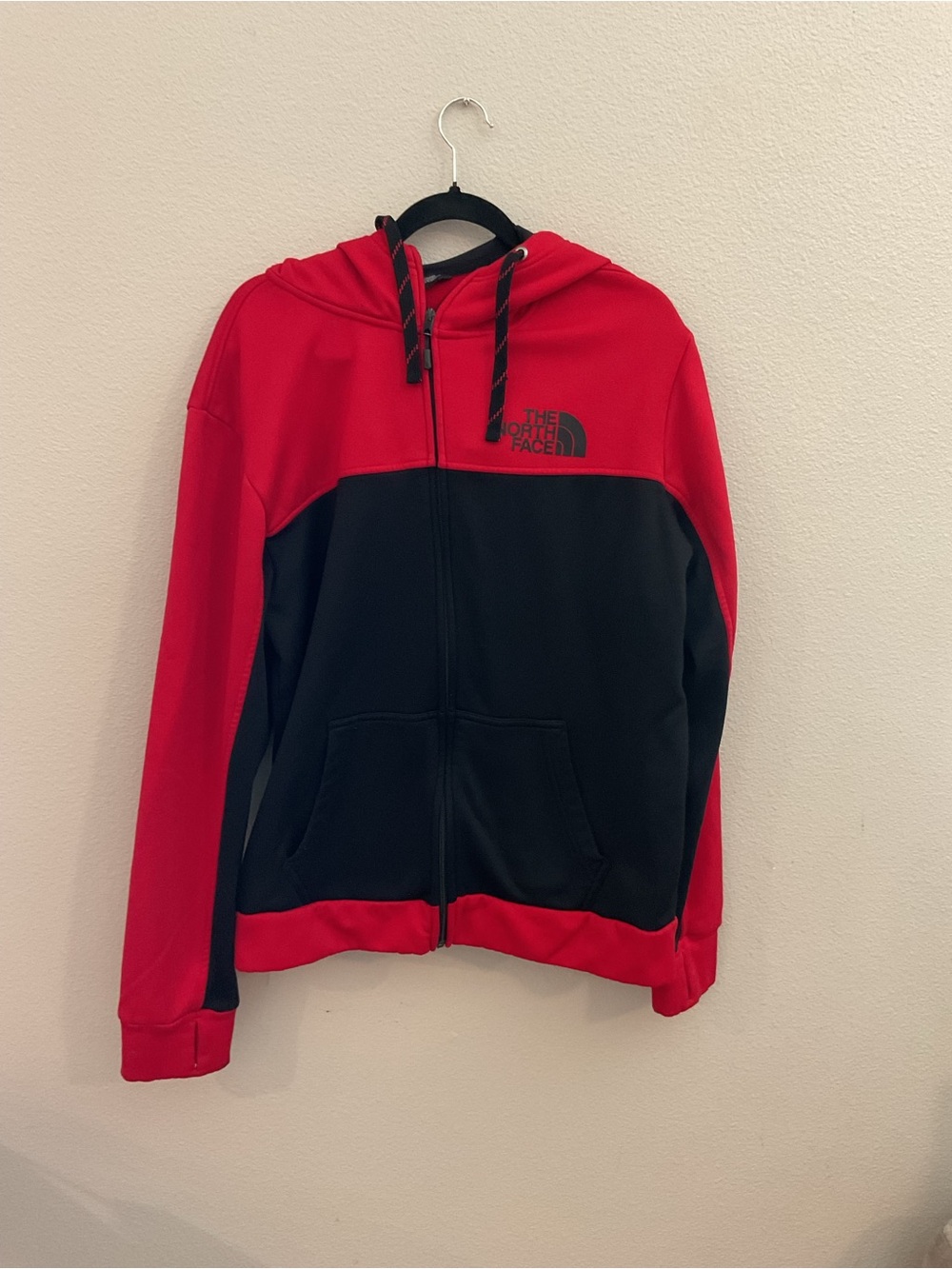 The North Face Men’s Red and Black Zip-Up Hooded Performance Jacket